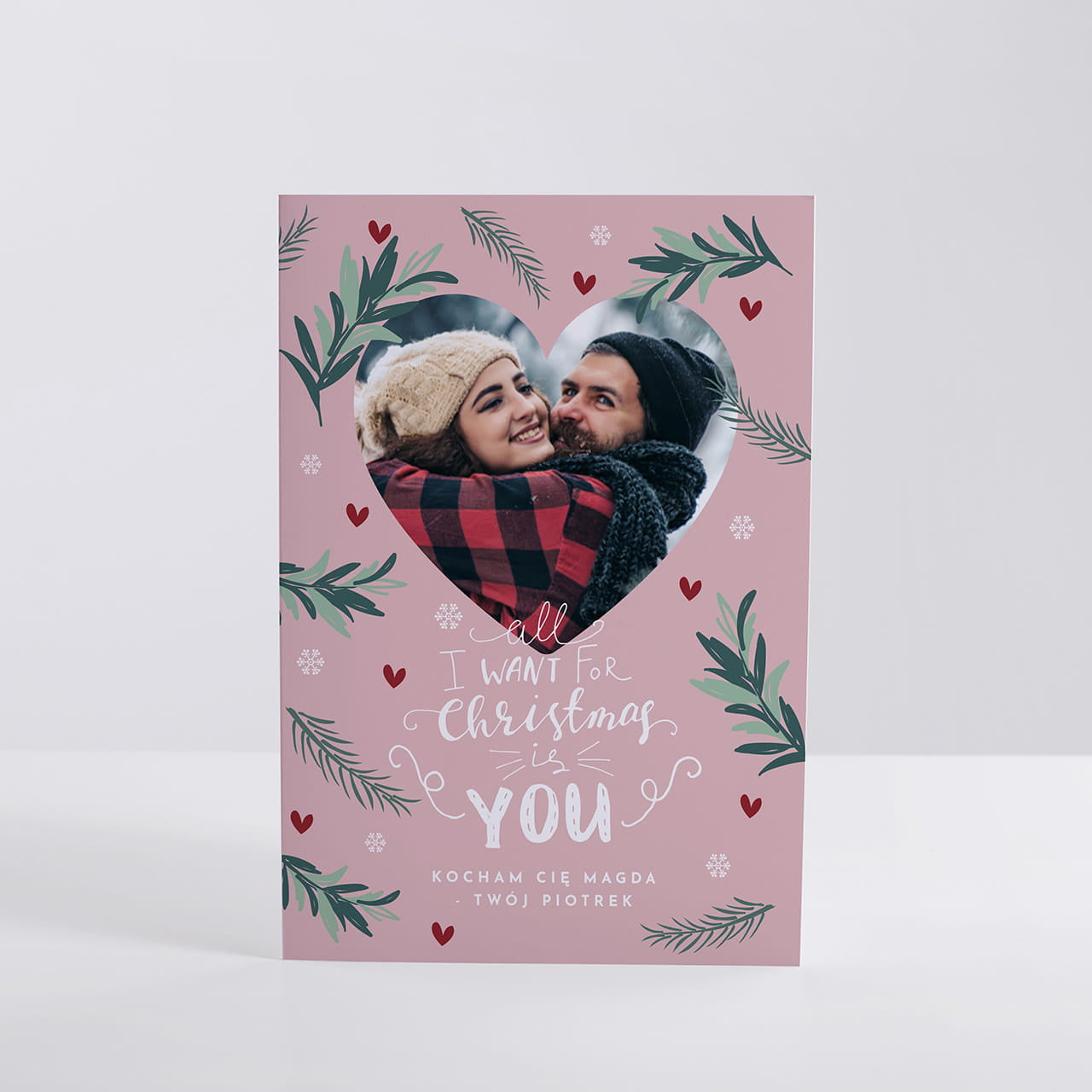 Kartka świąteczna ze zdjęciem dla ukochanej - All I want for christmas upominek świąteczny kartka na święta