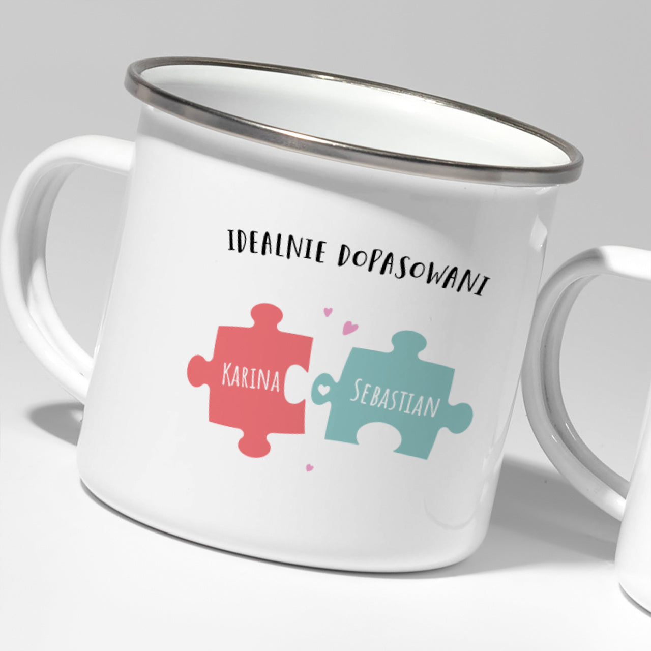 Kubki emaliowane na Walentynki - prezent walentynkowy 