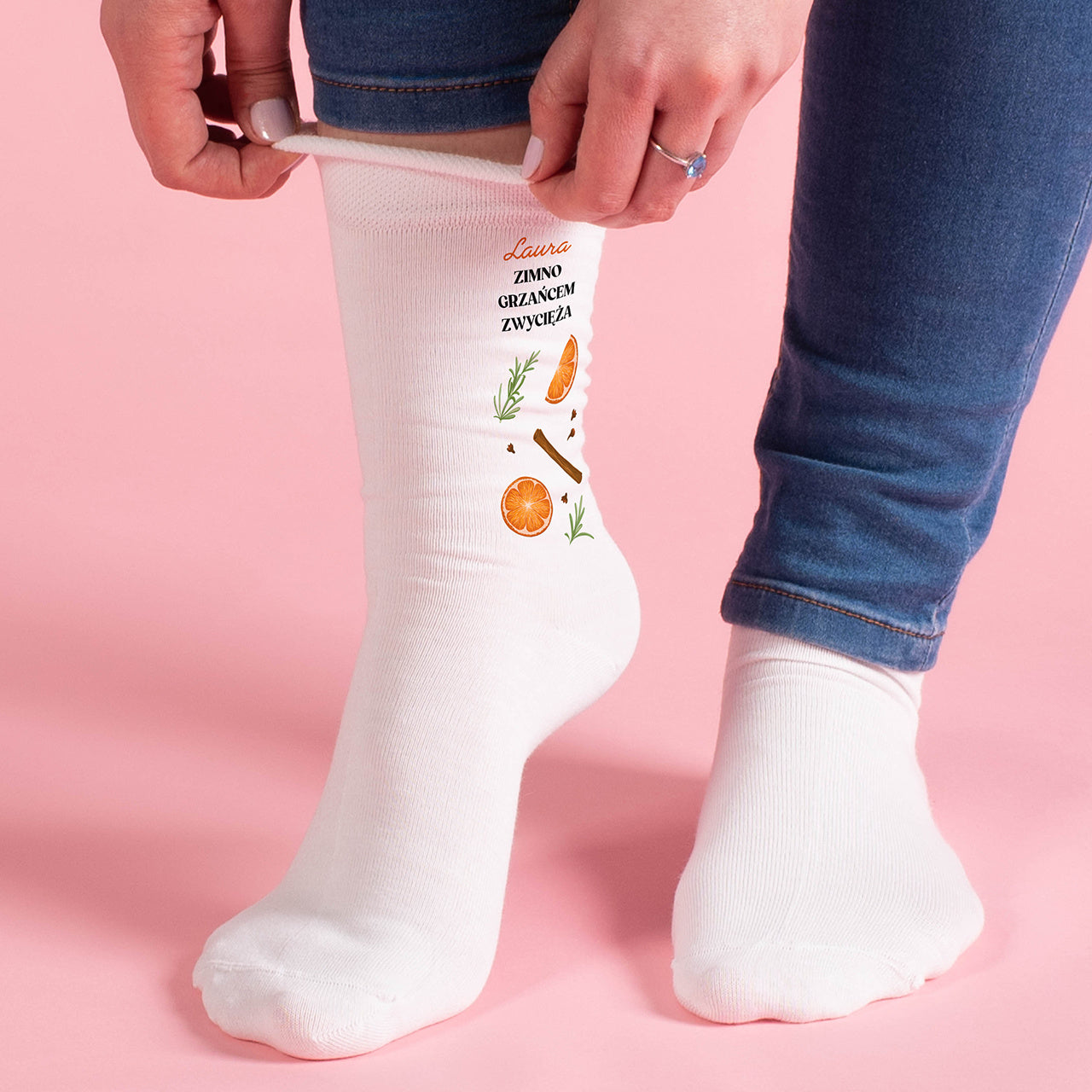 Świąteczne personalizowane skarpetki - grzaniec r. 42-45 drobny upominek dla chłopaka świąteczne skarpetki