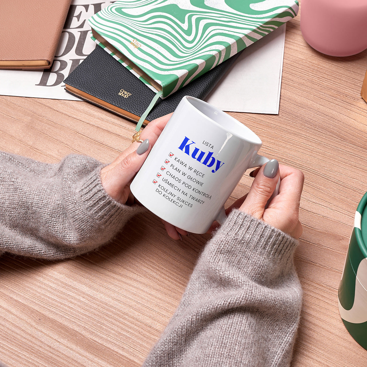 Kubek personalizowany - Lista Zadań - prezent dla osoby zorganizowanej kubek personalizowany z imieniem