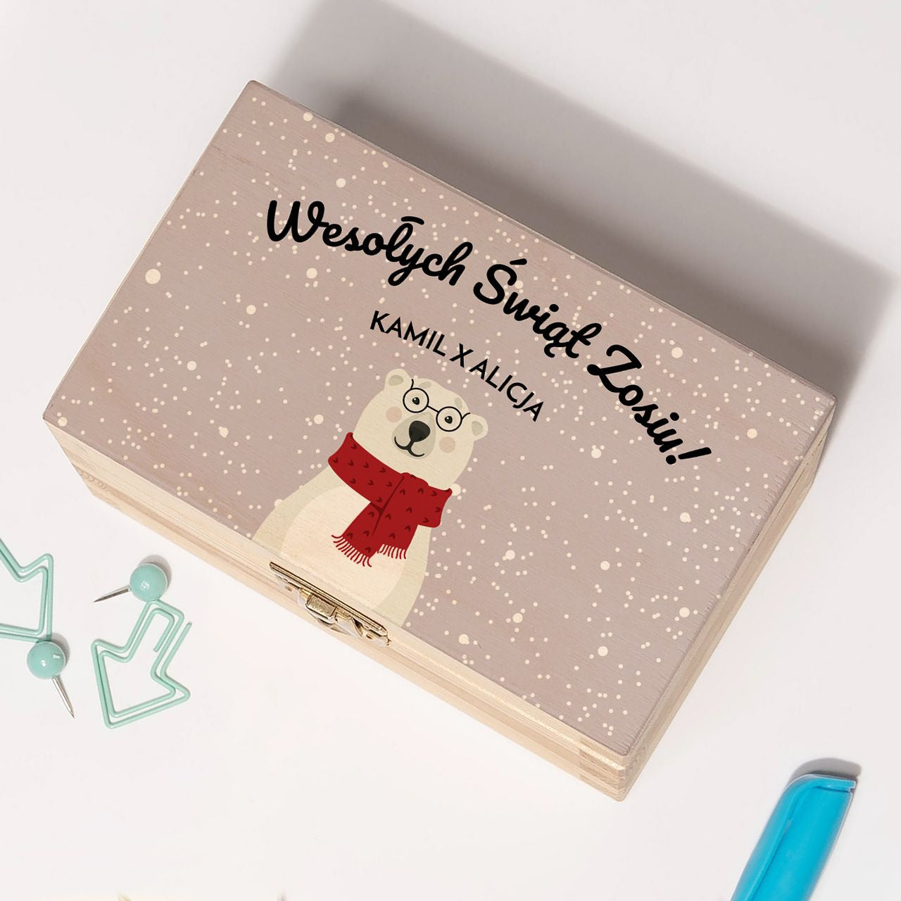 Personalizowana szkatułka drewniana dla dziecka na Święta prezent dla dziecka na święta szkatułka personalizowana