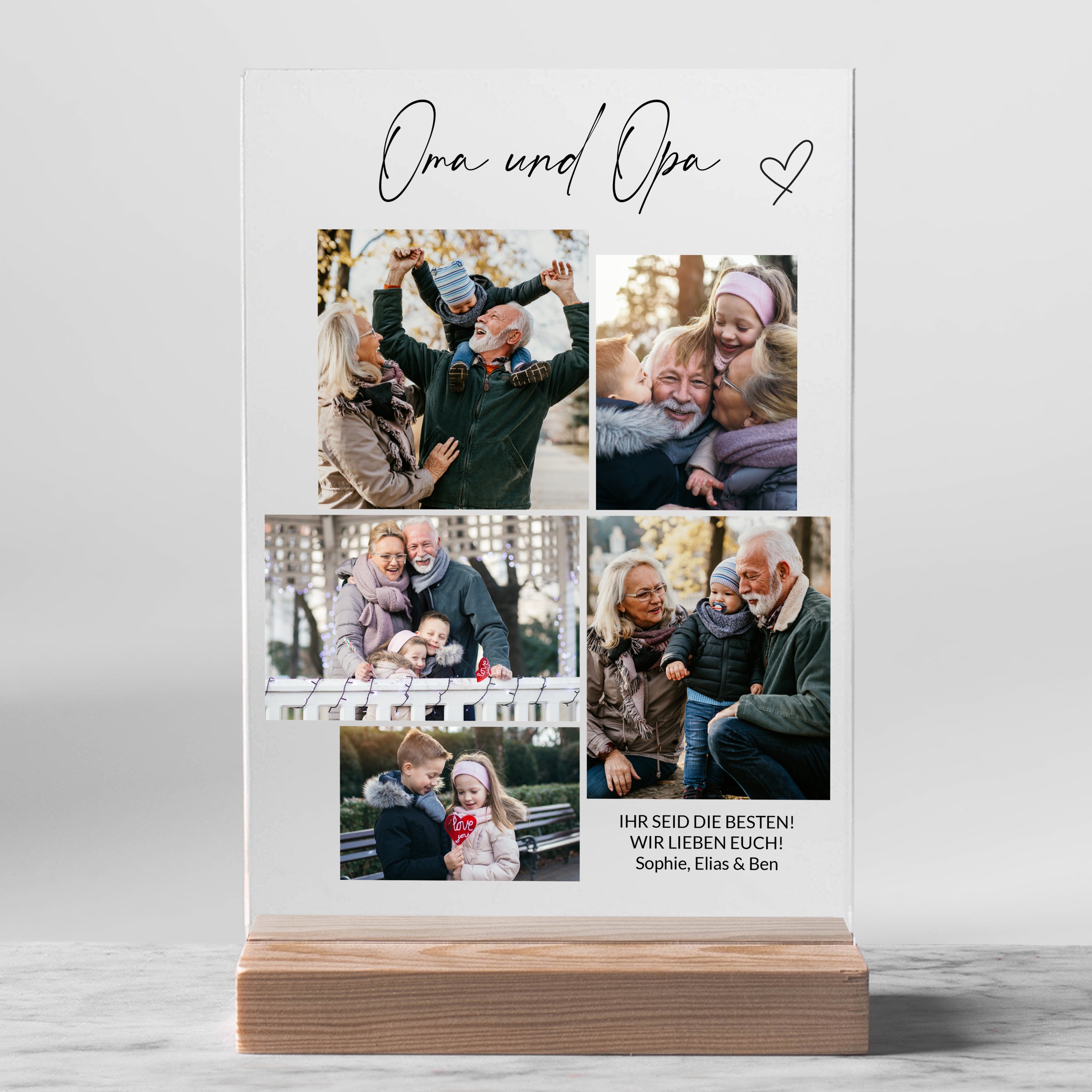 Personalisierte Statue ZUM OMA UND OPATAG mit Fotos