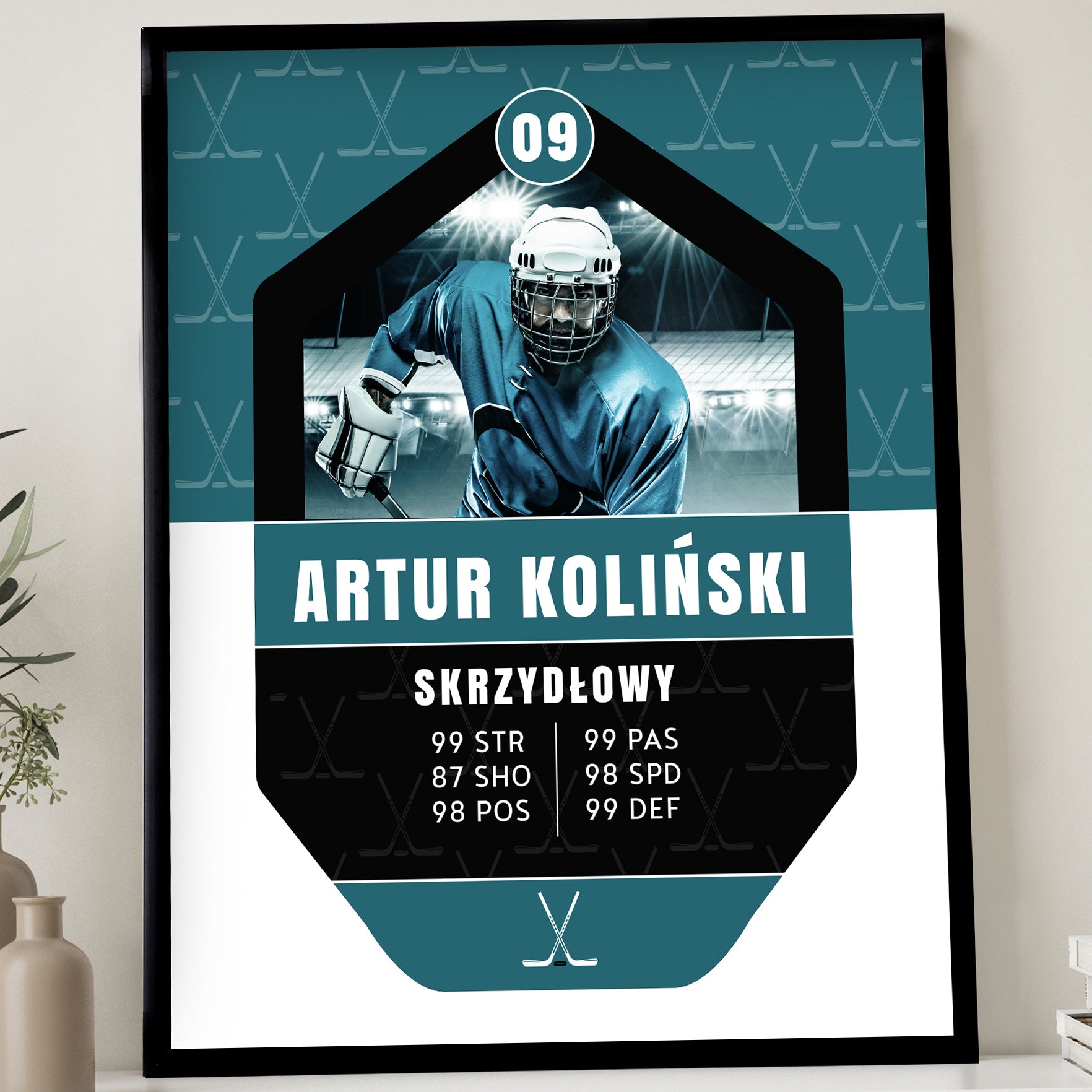 Plakat dla hokeisty - karta zawodnika prezent dla hokeisty plakat sportowy prezent dla fana hokeja