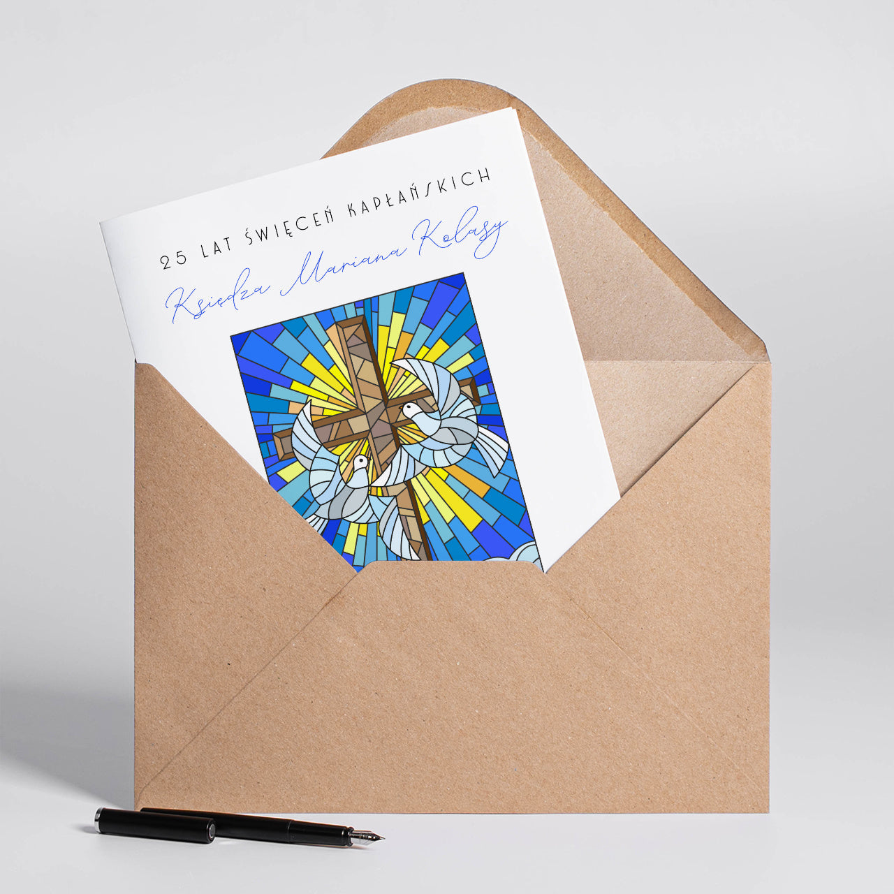 Duża kartka z okazji święceń kapłańskich A4 - personalizowana kartka dla księdza upominek dla księdza