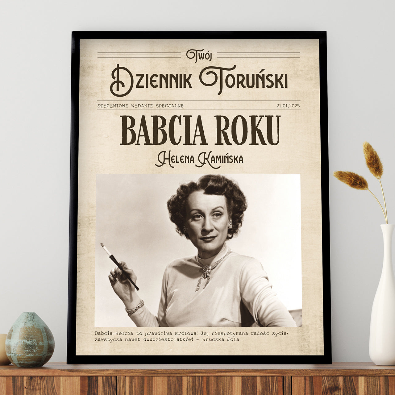 Plakat dla babci z personalizacją - Babcia Roku - prezent na Dzień Babci prezent dla babci na urodziny 
