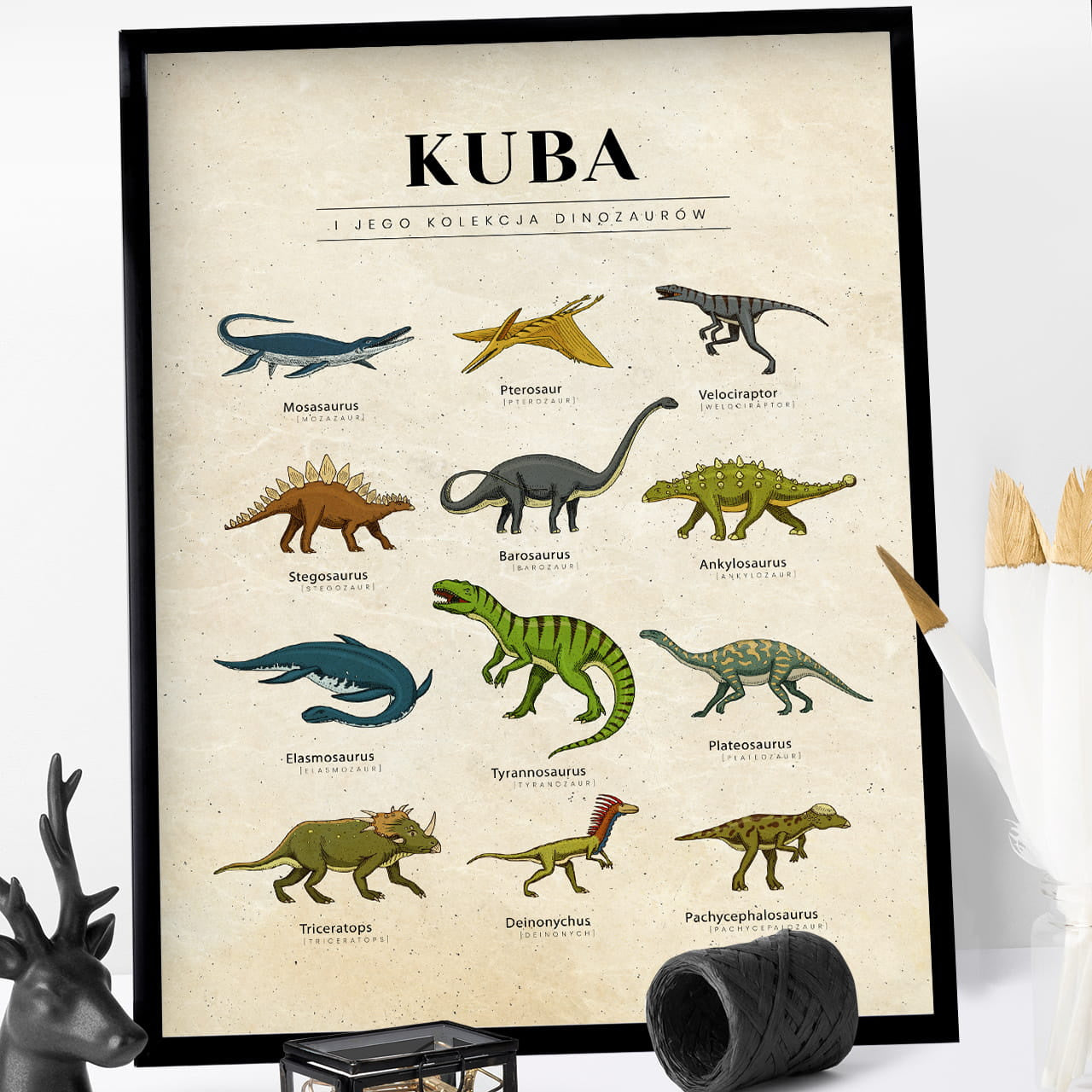 Personalizowany plakat z dinozaurami plakat personalizowany prezent dla fana dinozaurów plakat dinozaury