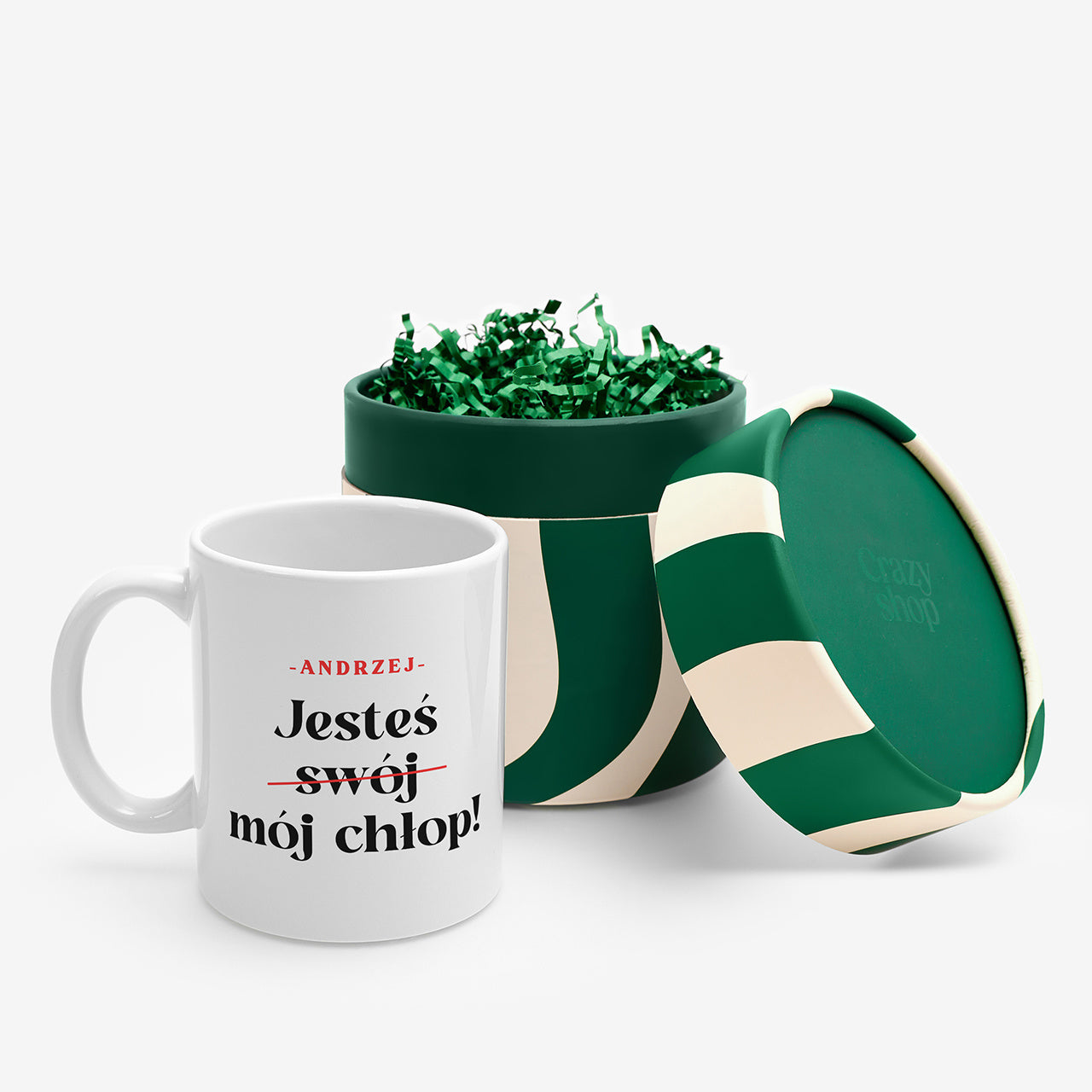 Kubek w opakowaniu prezentowym - Jesteś Mój Chłop - śmieszny prezent dla chłopaka personalizowany kubek