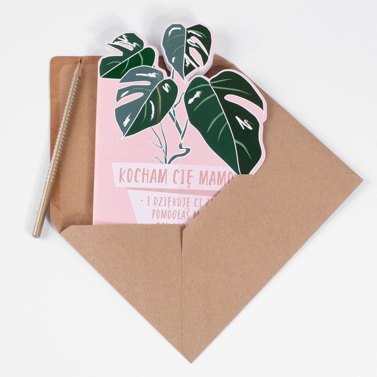 Oryginalna kartka dla mamy na Dzień Mamy - monstera