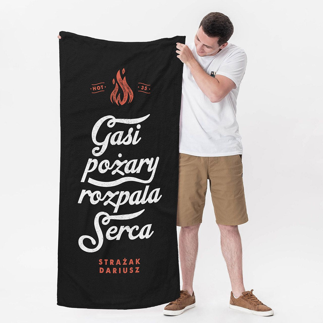 Ręcznik dla strażaka prezent dla strażaka ręcznik z nadrukiem gadżet dla strażaka personalizowany ręcznik