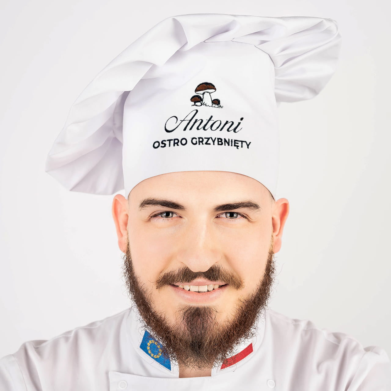Imienna czapka kucharska dla grzybiarza prezent dla kucharza prezent dla grzybiarza czapka personalizowana