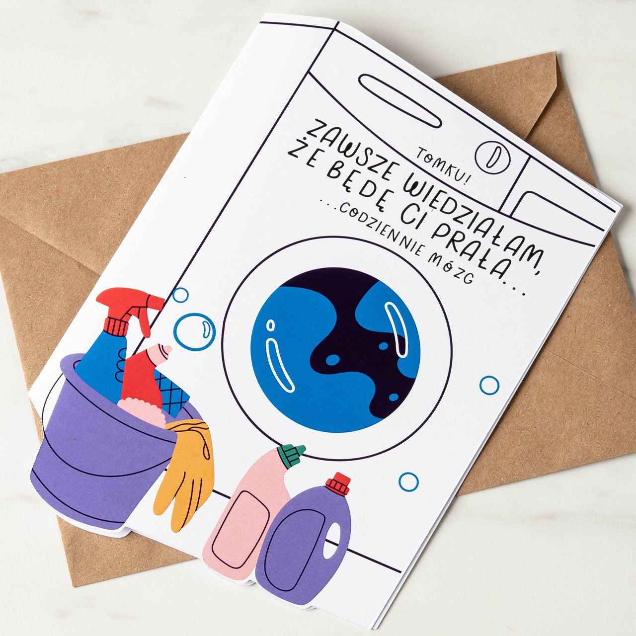 Śmieszna kartka na walentynki - pralka kartka walentynkowa upominek na walentynki upominek walentynkowy