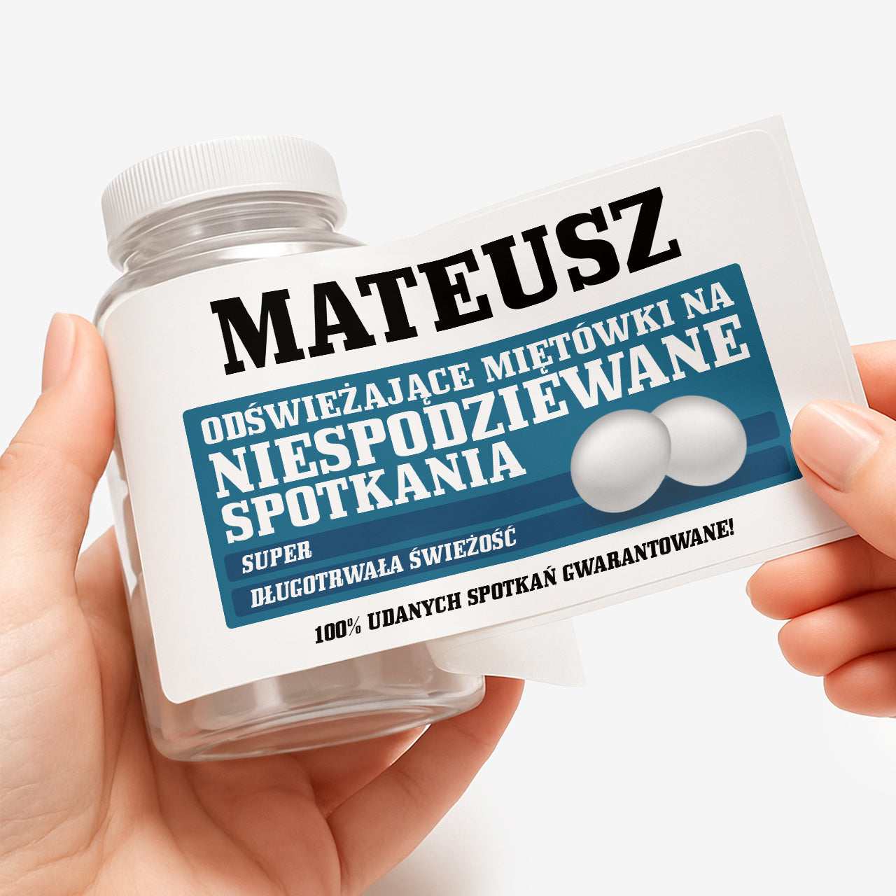 Opakowanie na miętówki/ cukierki z etykietą personalizowaną - śmieszny prezent dla singla