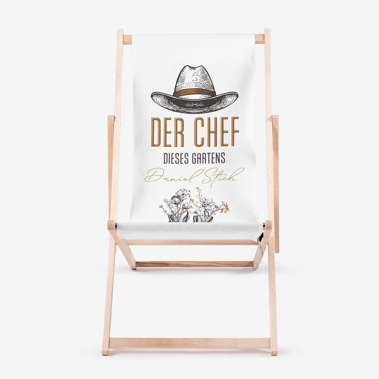 Gartenliegestuhl - DER CHEF IM GARTEN - Geburtstagsgeschenk für einen Gärtner