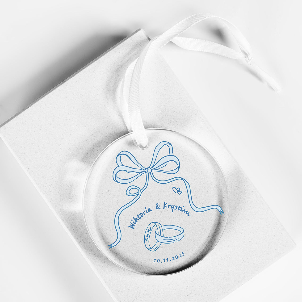 Personalizowana zawieszka - Data - elegancka pamiątka ślubu szklana zawieszka personalizowana pamiątka ślubu