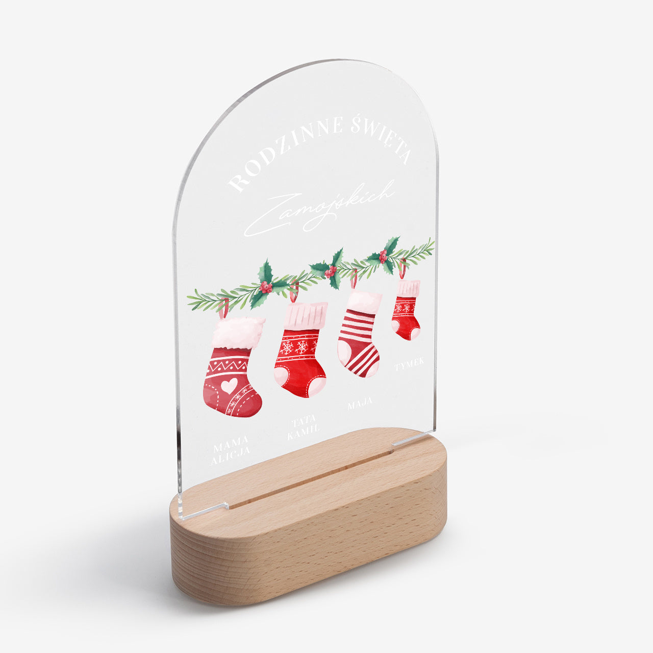 Personalizowana lampka led świąteczna - prezent dla rodziny