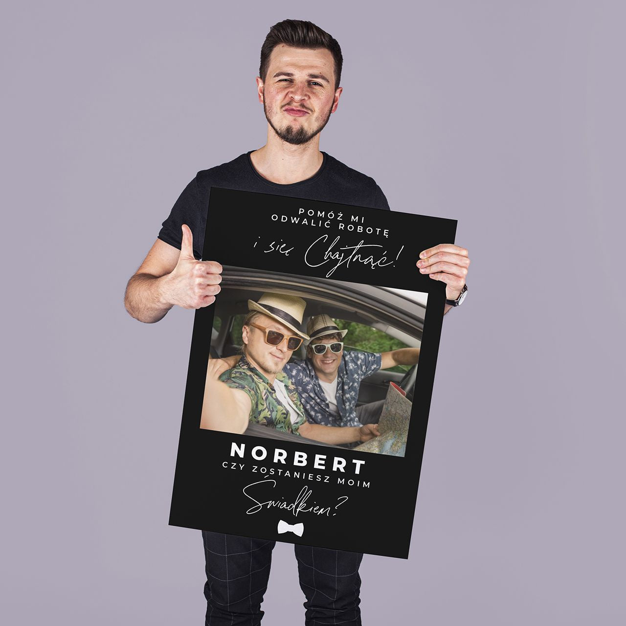 Kartka z prośbą o świadkowanie - ze zdjęciem A4 personalizowana kartka dla świadka ze zdjęciem