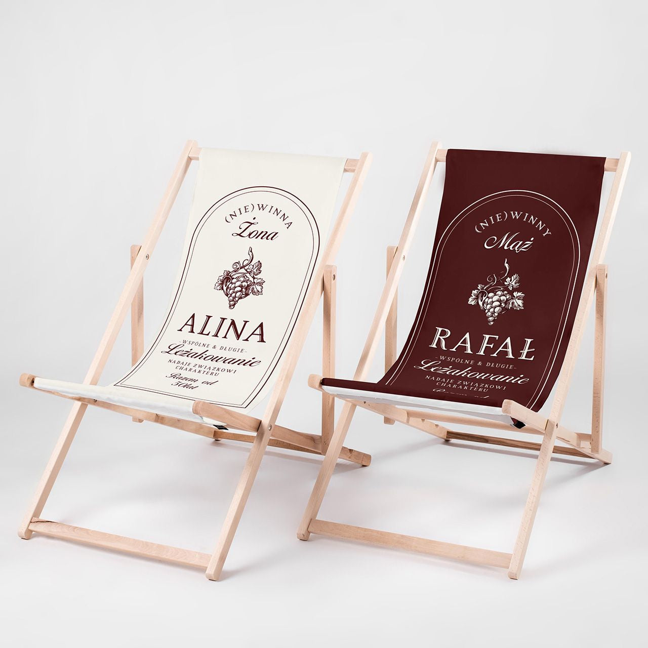 Personalizowany komplet leżaków - prezent dla pary na rocznicę ślubu