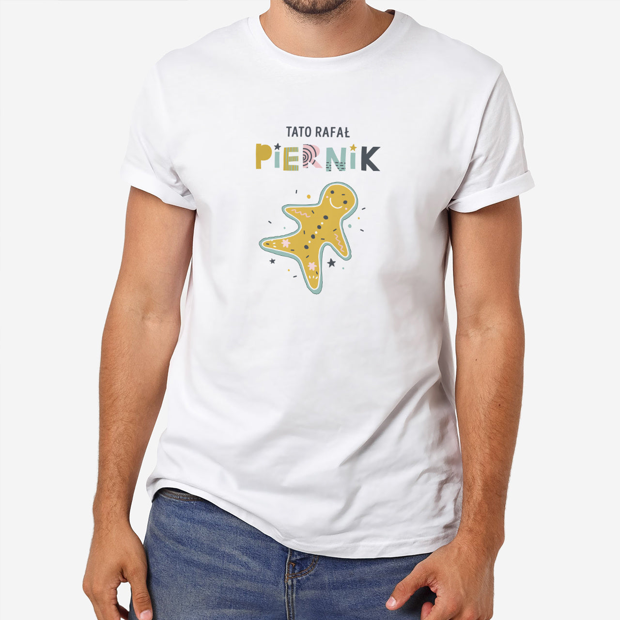 Koszulka personalizowana na Święta dla taty Piernik - M