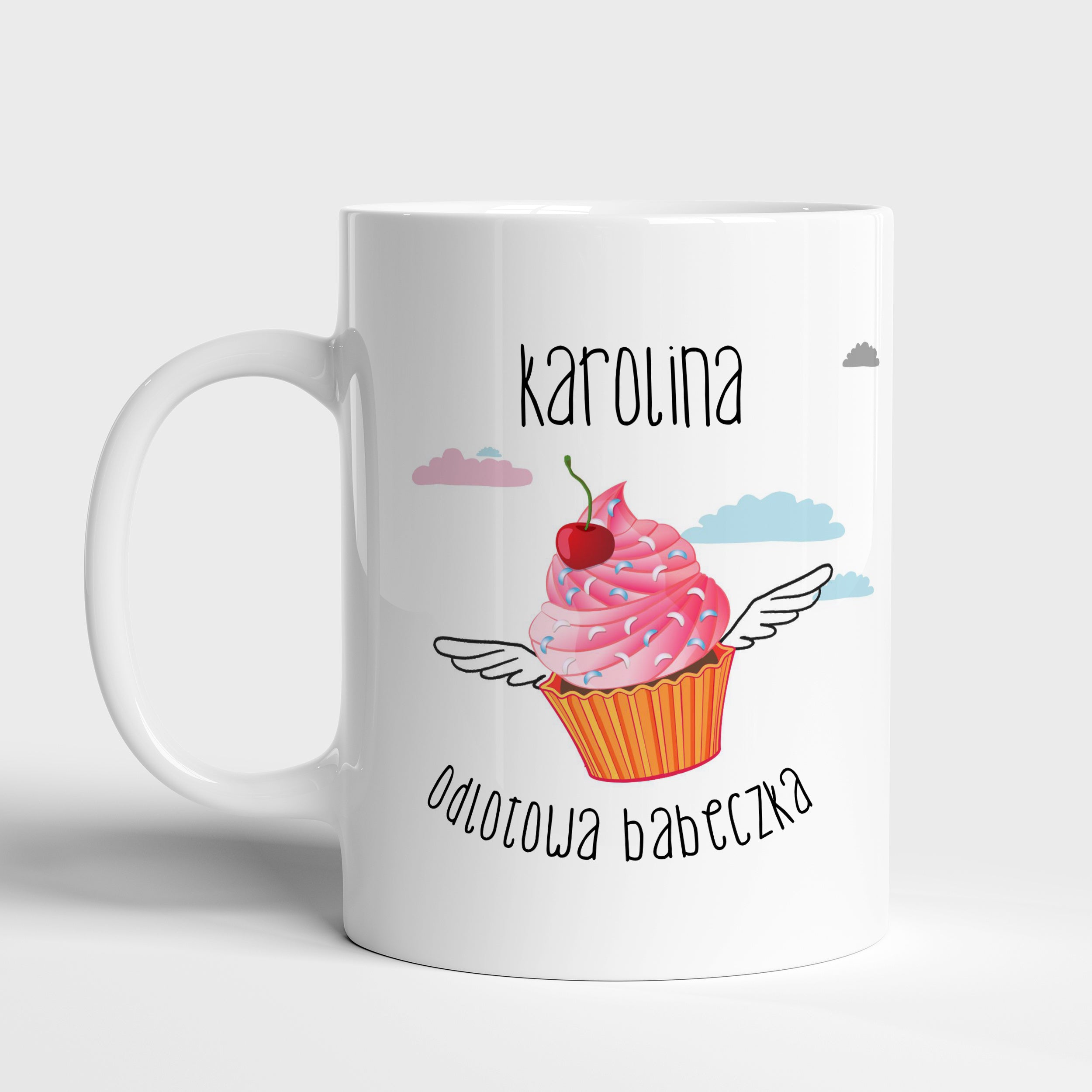 Personalizowany kubek - Skrzydlata Babeczka - upominek dla dziewczyny prezent dla dziewczyny kubek personalizowany kubek z nadrukiem