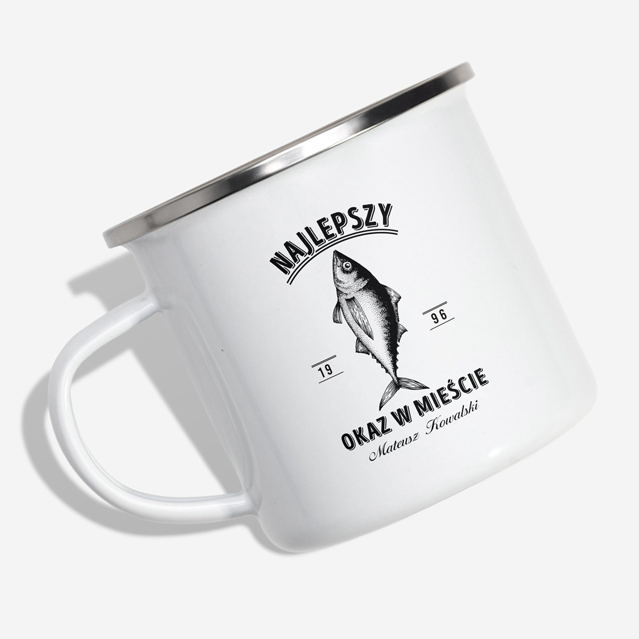 Emaliowany kubek wędkarza - Najlepszy Okaz kubek dla wędkarza prezent dla wędkarza prezent dla niego