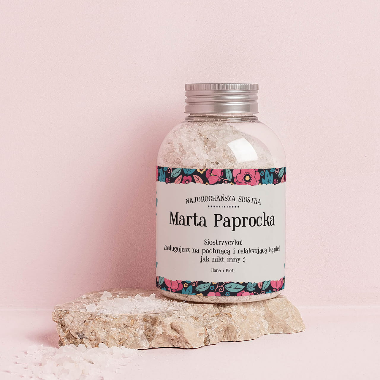 Spersonalizowana sól do kąpieli - upominek dla siostry prezent na urodziny dla siostry sól kąpielowa