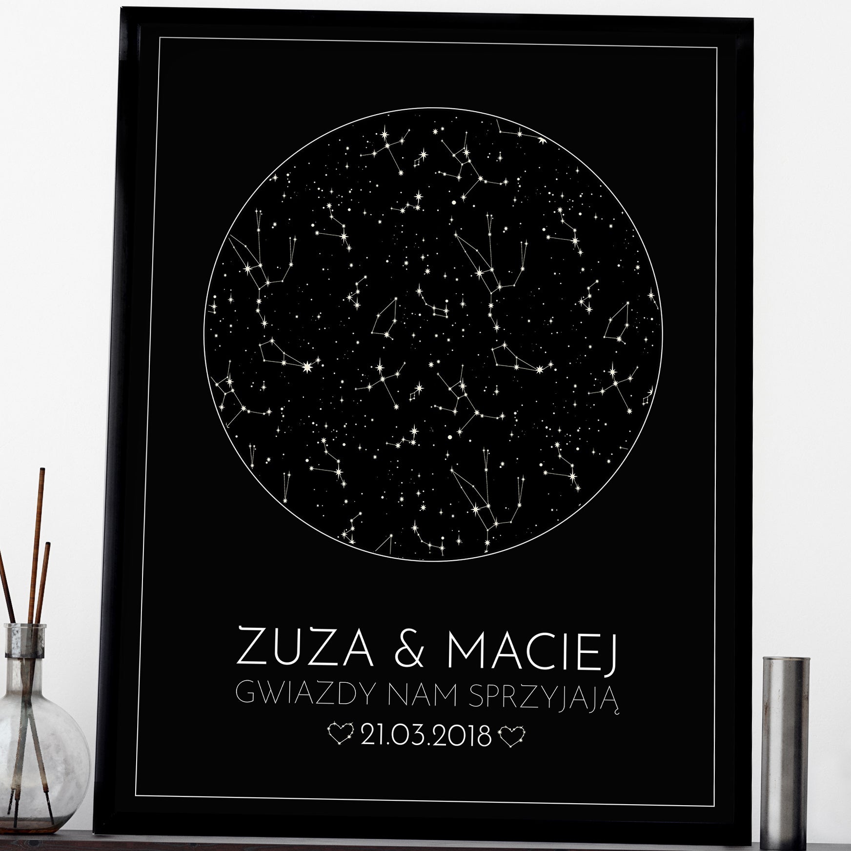 Plakat personalizowany z mapą gwiazd - prezent na rocznicę personalizowany plakat prezent dla pary na rocznicę