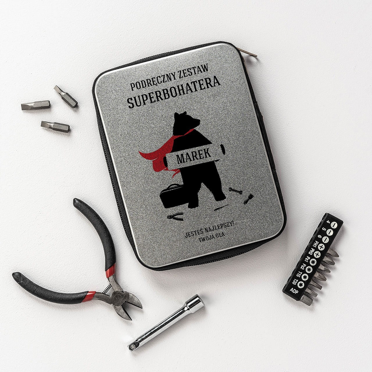 Narzędzia personalizowane na prezent dla niego prezent dla mężczyzny zestaw narzędziowy zestaw narzędzi precyzyjnych