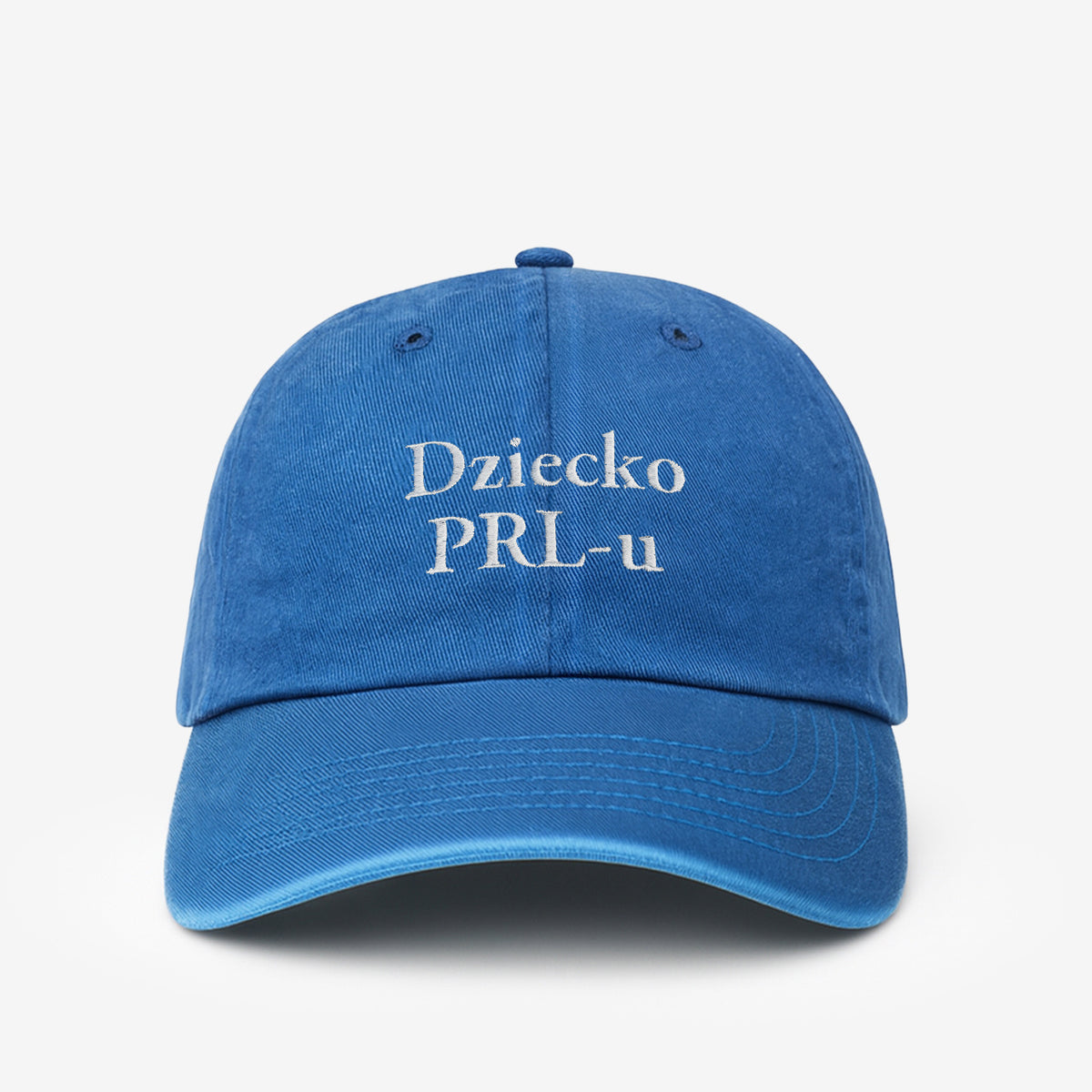 Niebieska haftowana czapka z daszkiem - dziecko prl-u