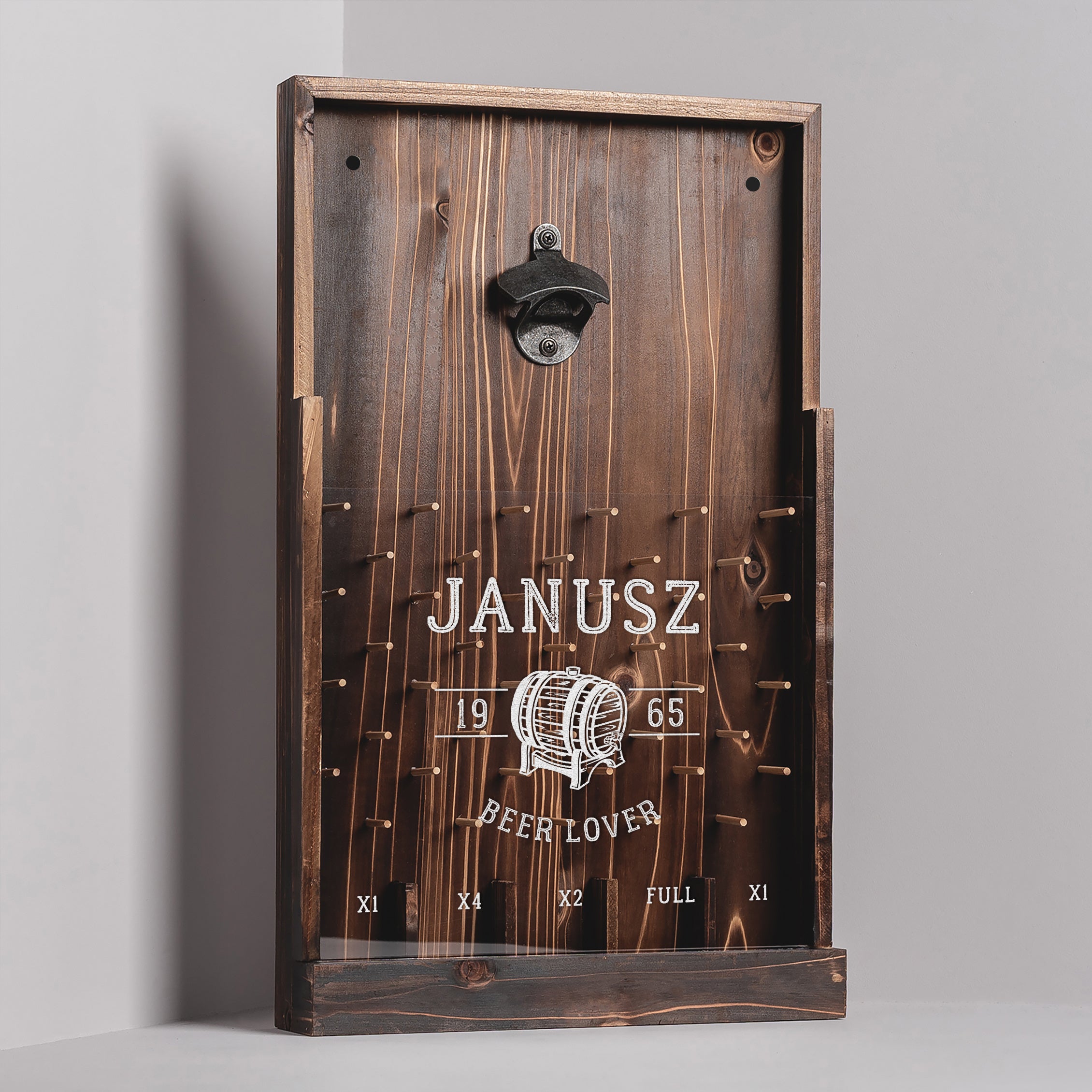 Personalizowany otwieracz na ścianę dla fana piwa