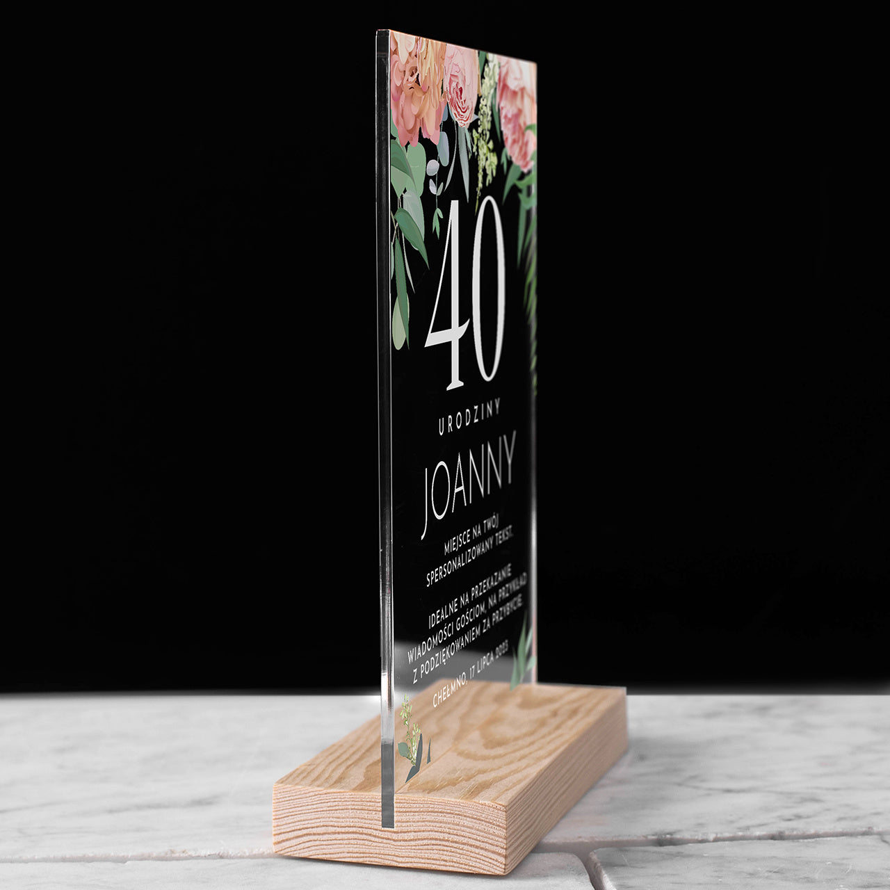 Personalizowana dekoracja stołu na 40 urodziny - statuetka