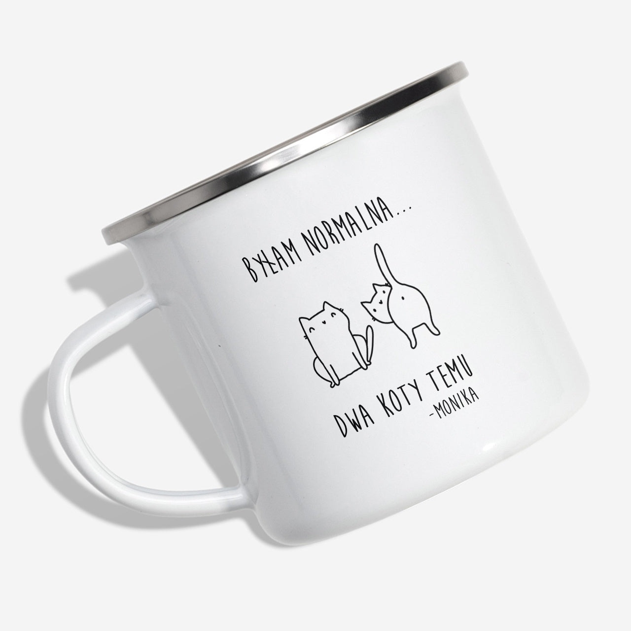 Kubek emaliowany dla kociary - prezent dla dziewczyny prezent dla kociary personalizowany kubek emaliowany