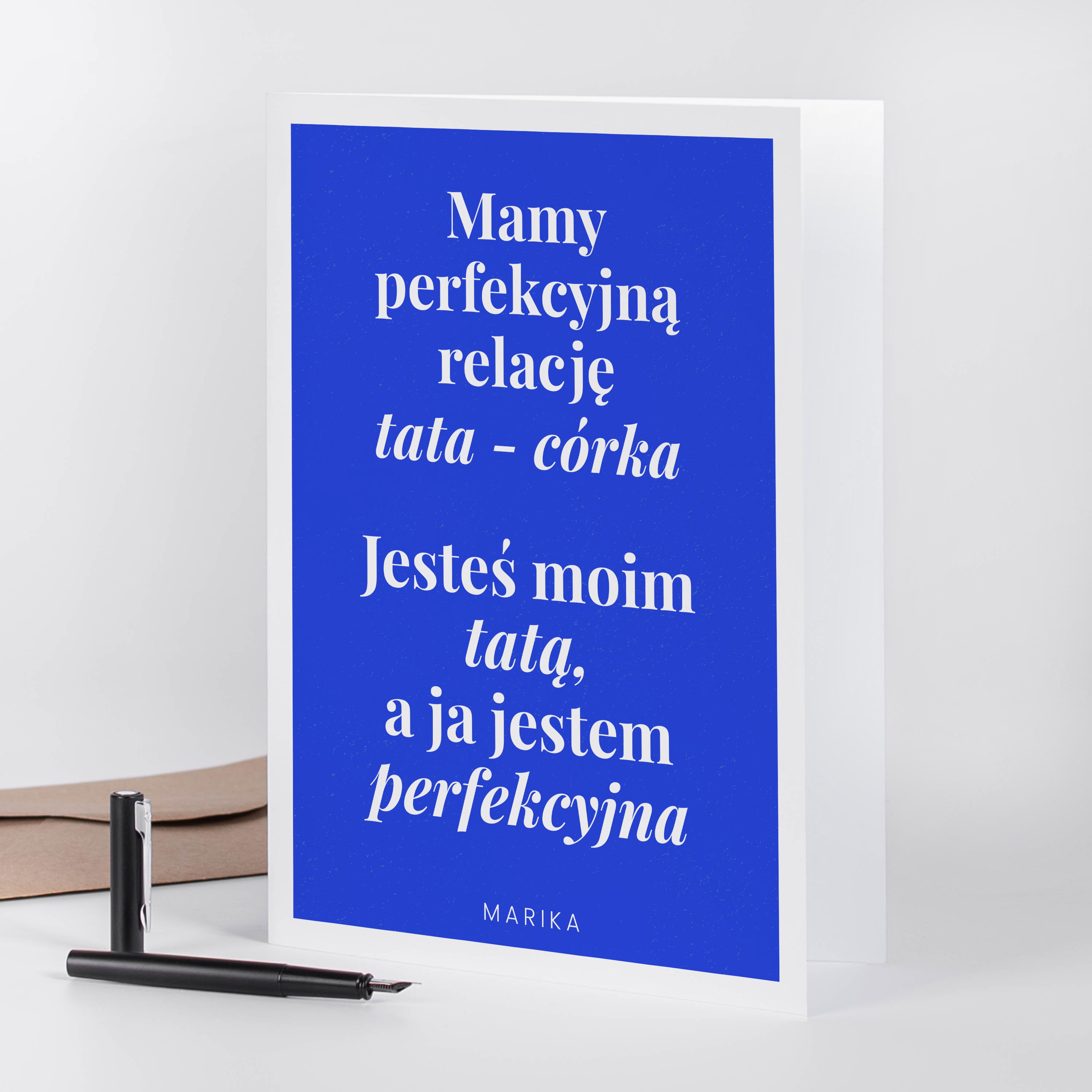 Kartka na Dzień Taty od córki – relacja upominek dla Taty prezent dla Taty na Dzień Taty kartka personalizowana