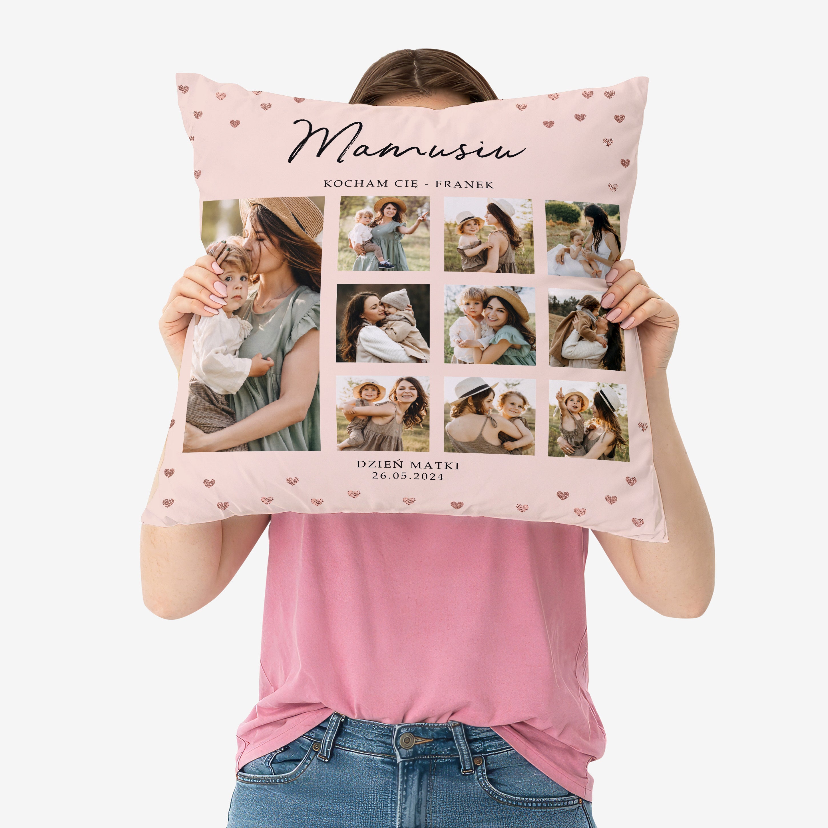Personalizowana poduszka na Dzień Mamy - kolaż zdjęć