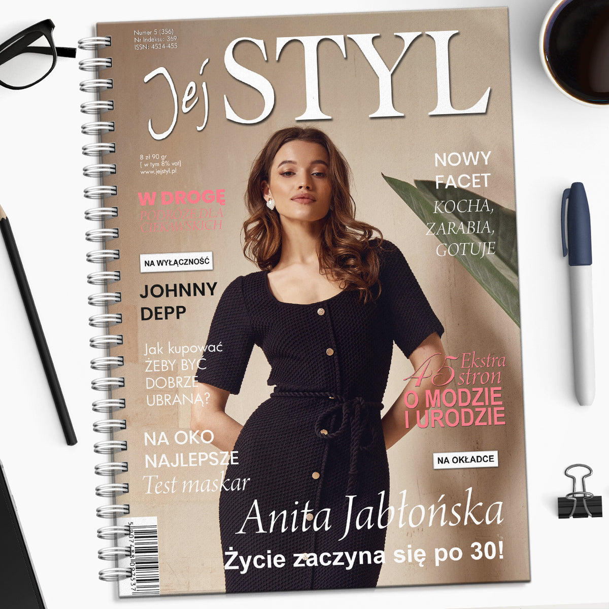 Personalizowany notes dla niej - okładka magazynu Jej Styl