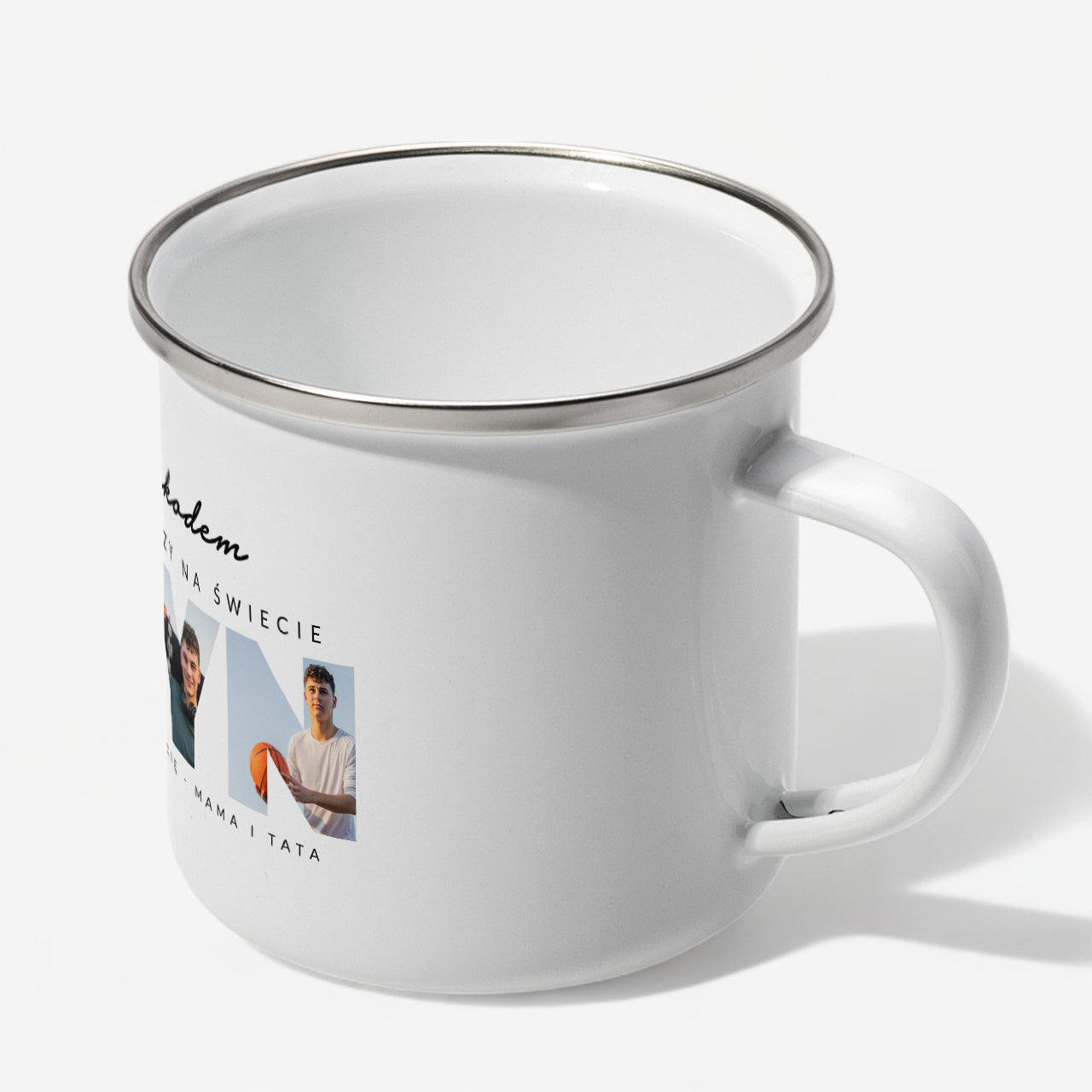 Emaliowany kubek ze zdjęciem - prezent dla syna prezent dla nastoletniego syna personalizowany kubek na prezent