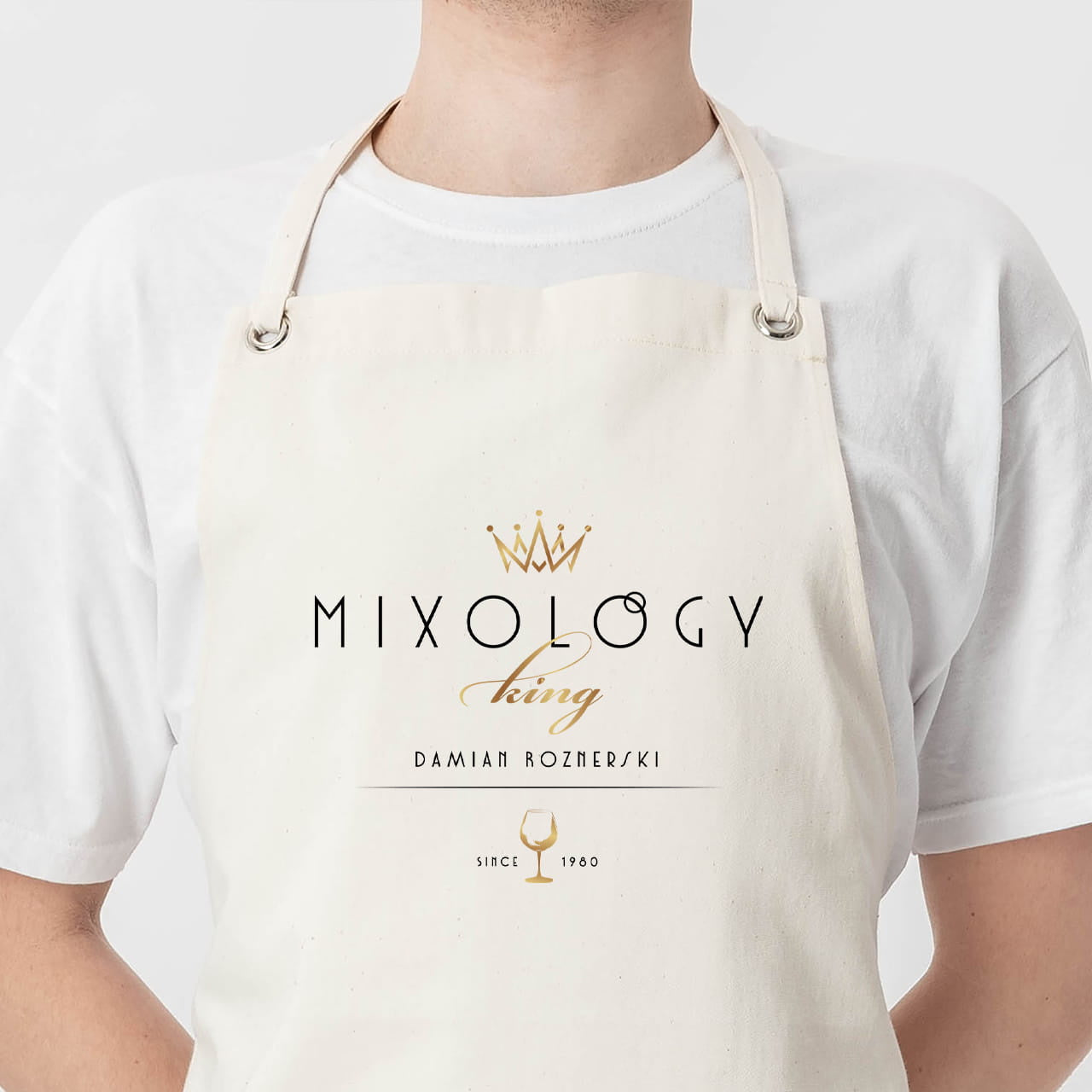 Personalizowany fartuch dla barmana - Mixology King prezent dla barmana fartuch personalizowany
