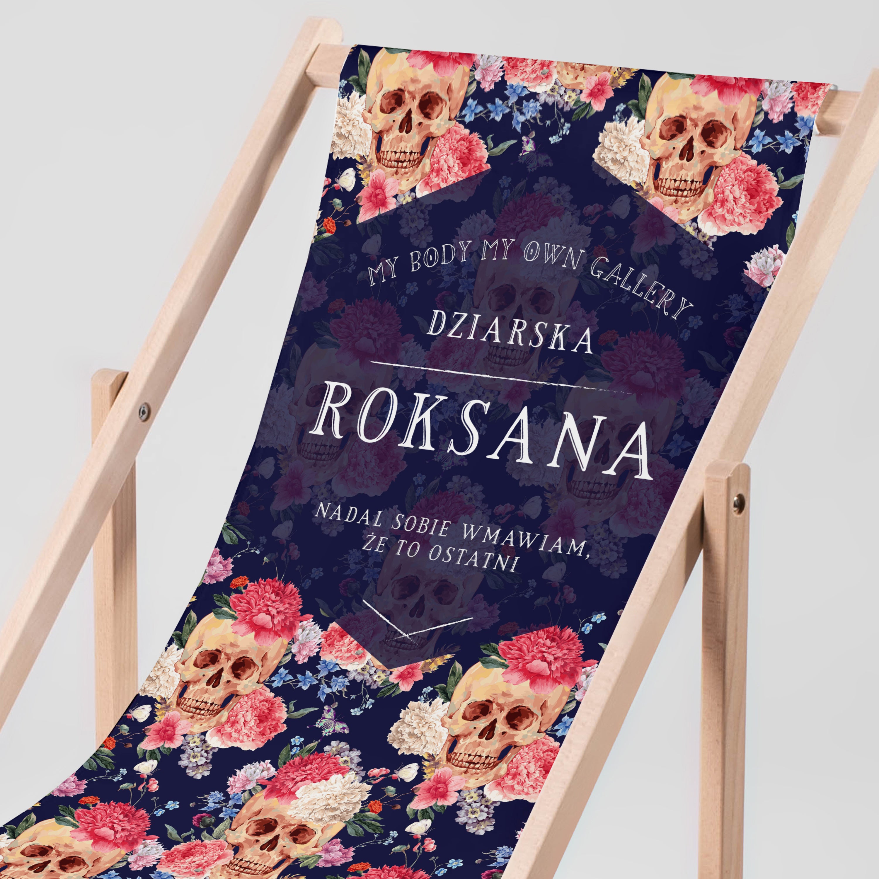 Leżak z nadrukiem - prezent dla fanki tatuaży leżak ogrodowy leżak personalizowany prezent dla tatuażysty