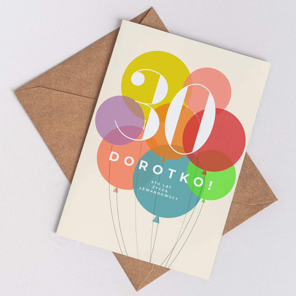 Kartka urodzinowa na 30 urodziny - balony