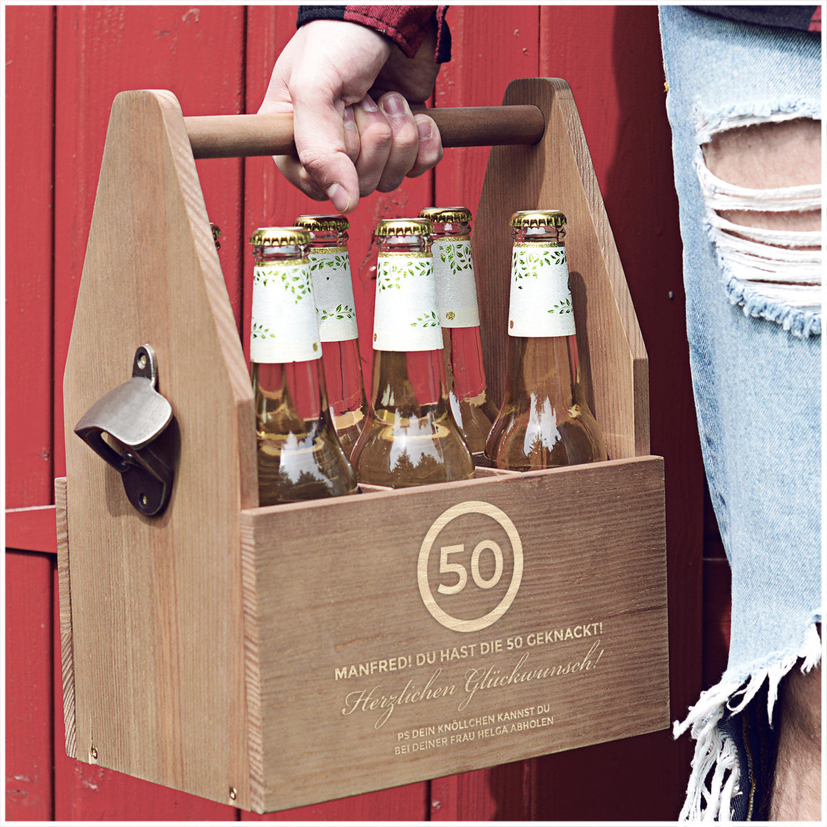 Gravierter Bierträger GESCHENK ZUM 50. GEBURTSTAG