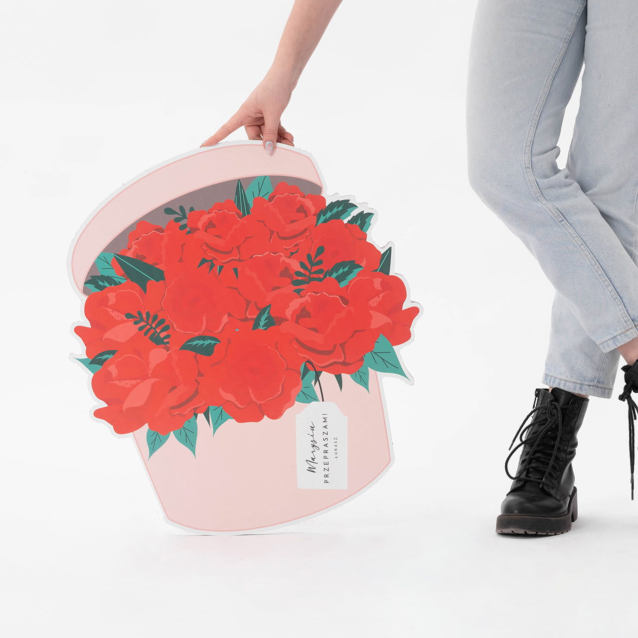 Duża kartka xxl na przeprosiny - kosz kwiatów