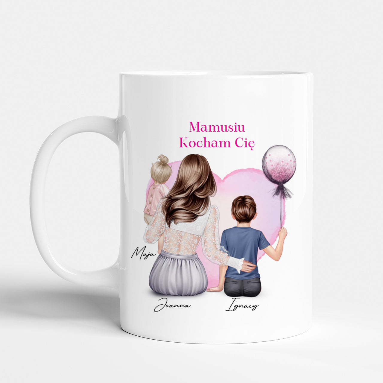 Personalizowany kubek - Portret Mamy z Dziećmi - prezent z okazji Dnia Mamy