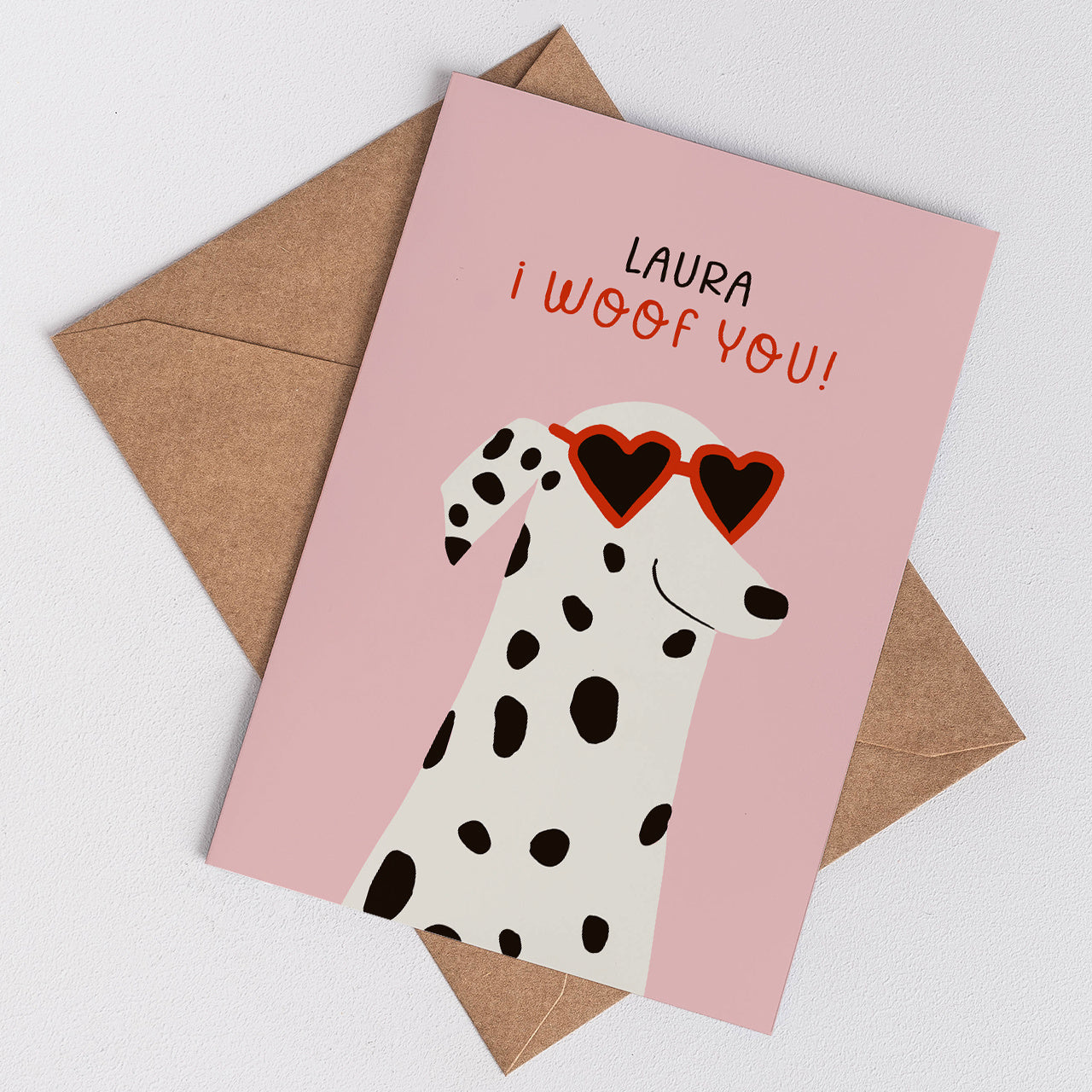 Personalizowana kartka dla psiarza - Woof You prezent dla psiary kartka dla miłośniczki psów