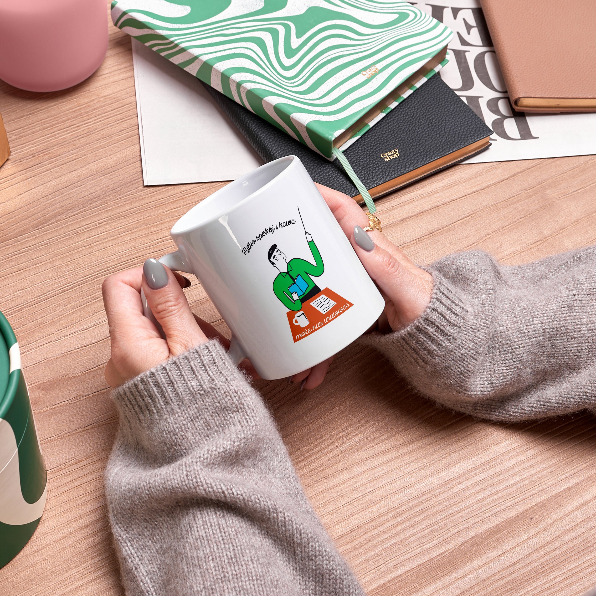 Kubek z nadrukiem dla nauczyciela - Tylko Kawa Może Nas Uratować prezent na dzień nauczyciela personalizowany kubek