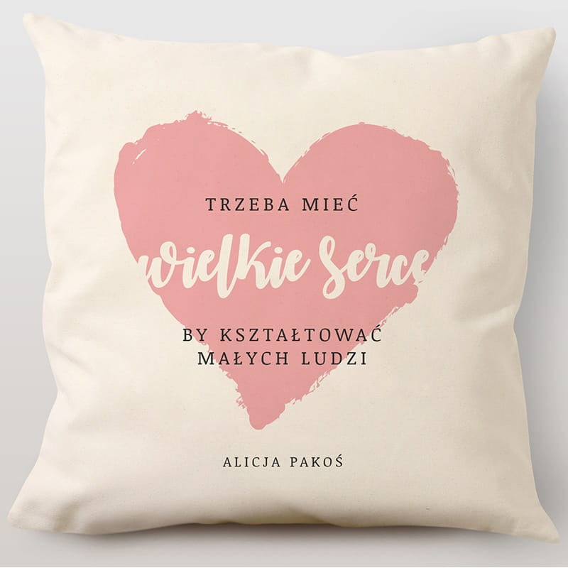 Personalizowana poduszka z sercem - prezent dla przedszkolanki prezent dla nauczycielki przedszkola