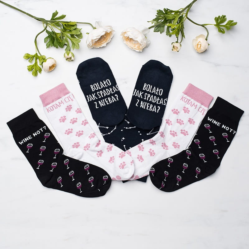 Śmieszne skarpetki dla Niej 3 pary skarpetki na prezent śmieszny prezent dla dziewczyny śmieszne skarpetki damskie