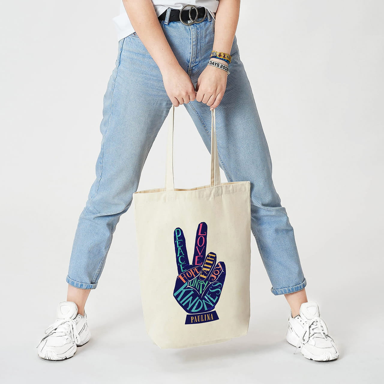 Bawełniana torba na prezent urodzinowy dla przyjaciółki - peace prezent dla przyjaciółki na urodziny