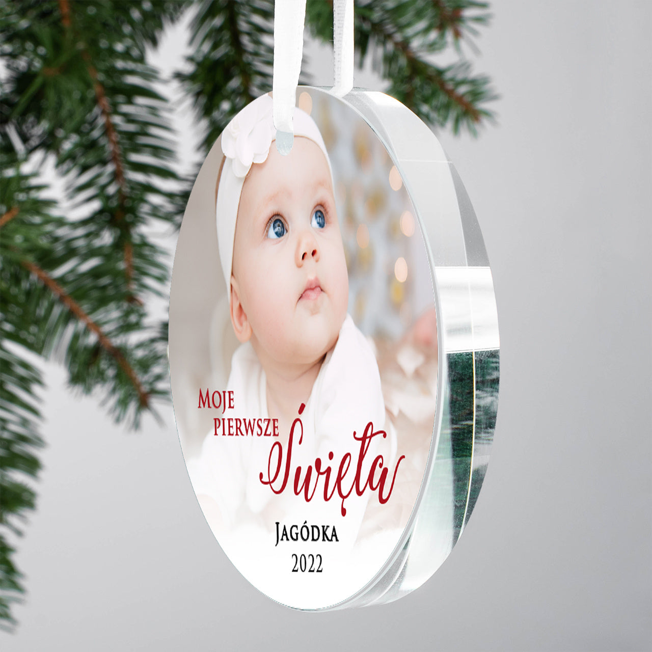 Szklana zawieszka ze zdjęciem - Moje Pierwsze Święta
