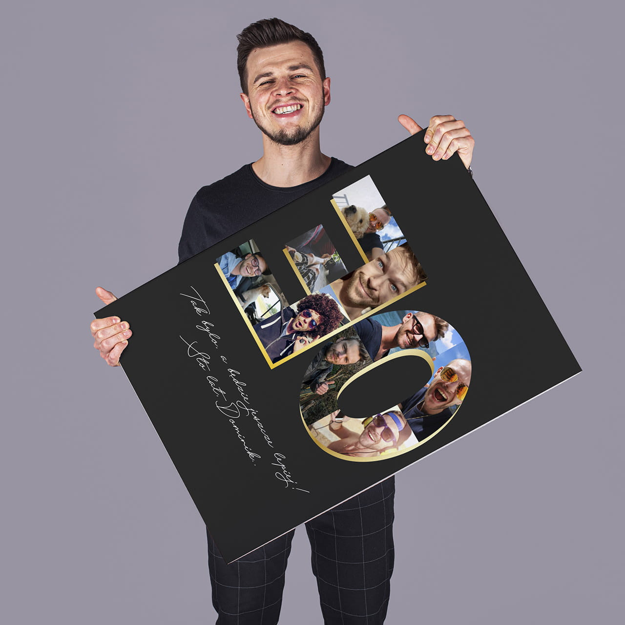 Duża kartka na 30 urodziny dla mężczyzny - kolaż zdjęć kartka urodzinowa upominek dla mężczyzny