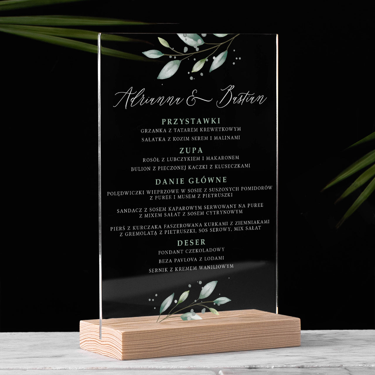 Menu weselne na stół - z personalizacją