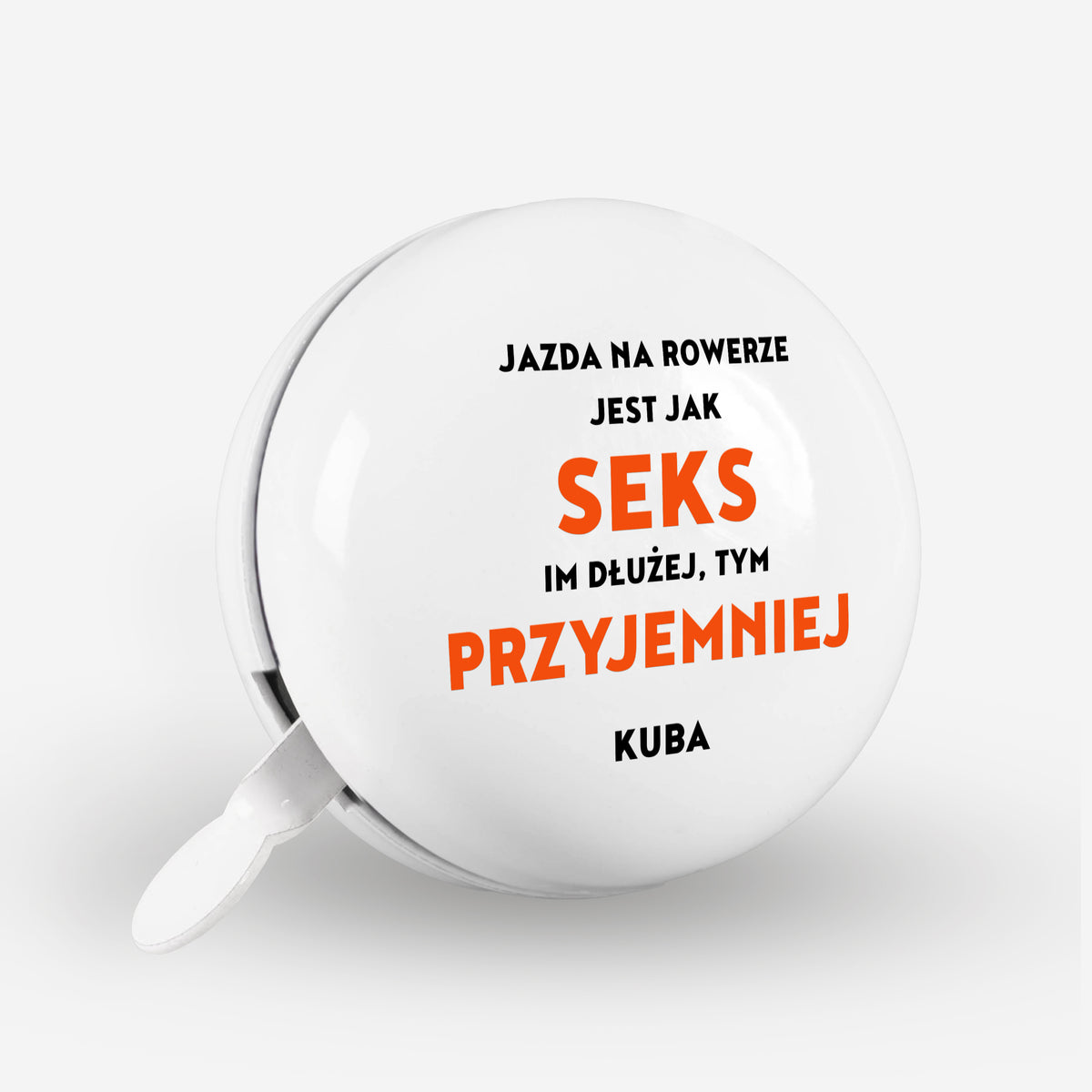 Dzwonek rowerowy ze śmiesznym nadrukiem